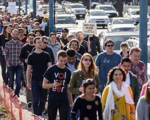 GOOGLE AND FACEBOOK WORKERS PROTEST AGAINST RETALIATION