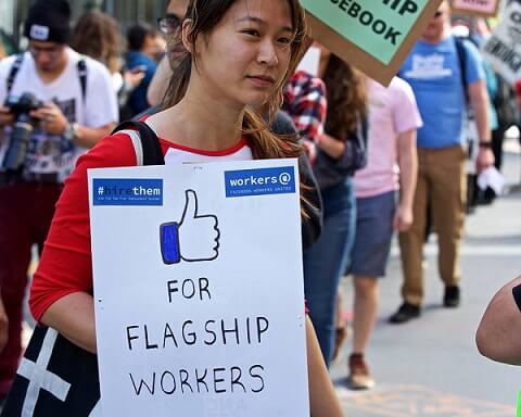 FACEBOOK'S CAFETARIA WORKERS PROTEST AGAINST RISING COST 